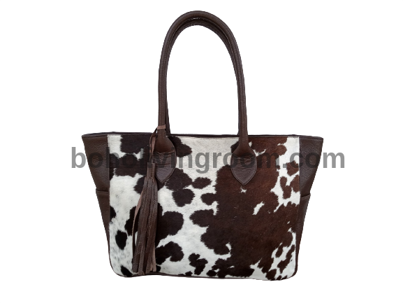 Tricolor Cowhide Tote Purse