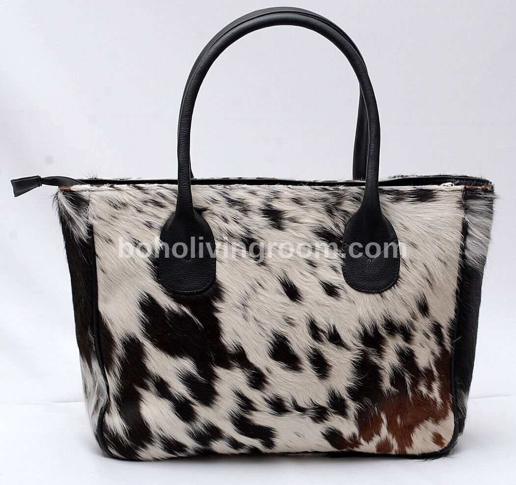 Cowhide fur purse tricolor