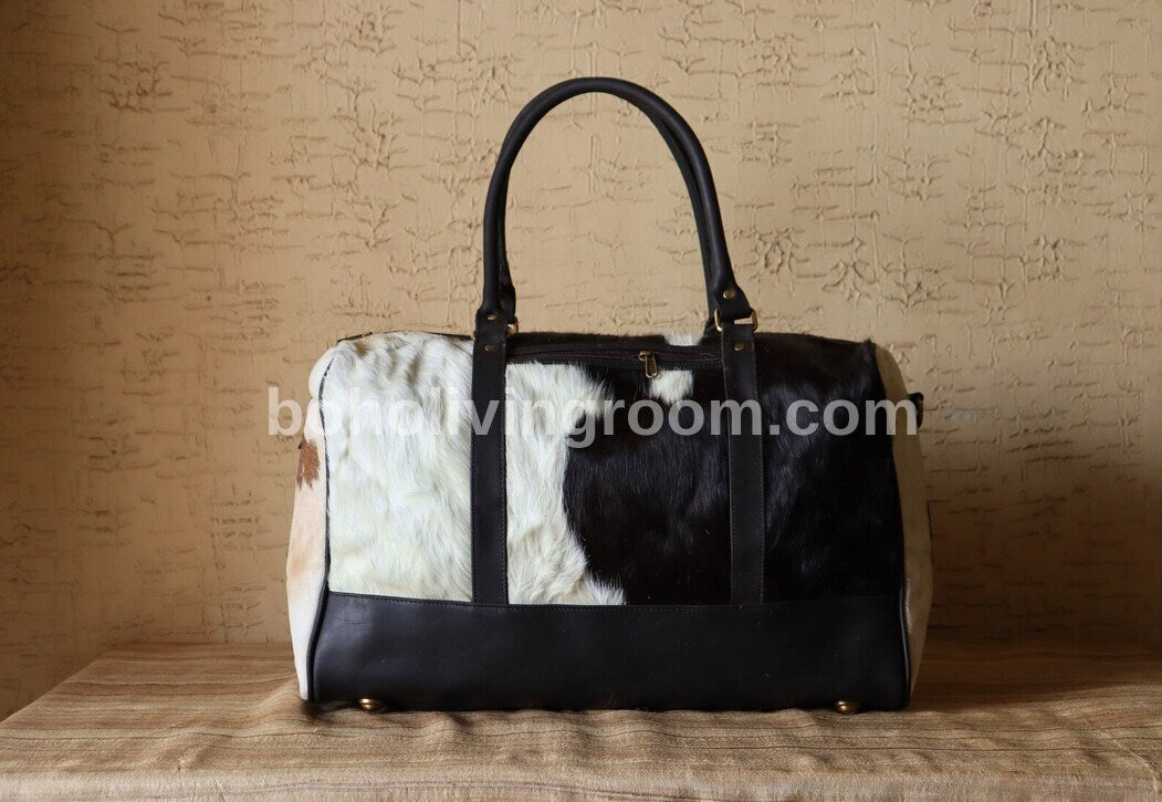 Furry Cowhide Duffle Bag Tricolor