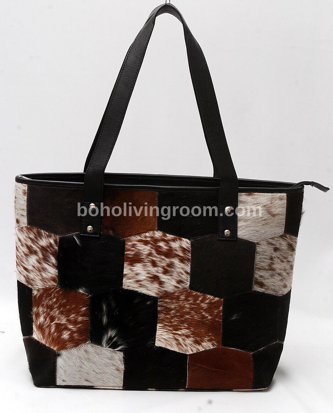 Dark Brown Black Cowhide Patchwork Purse