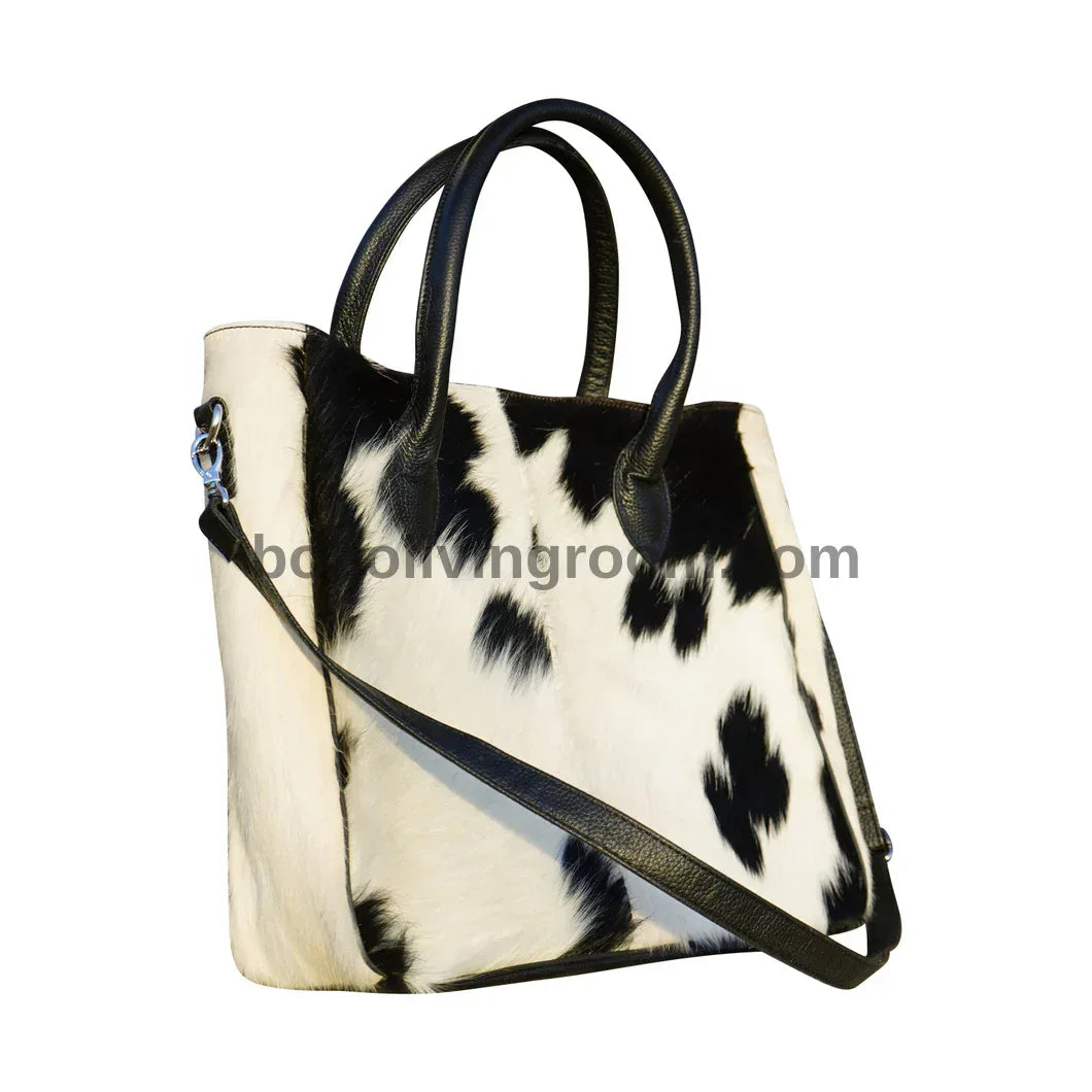 Large Cowhide Bag Black White
