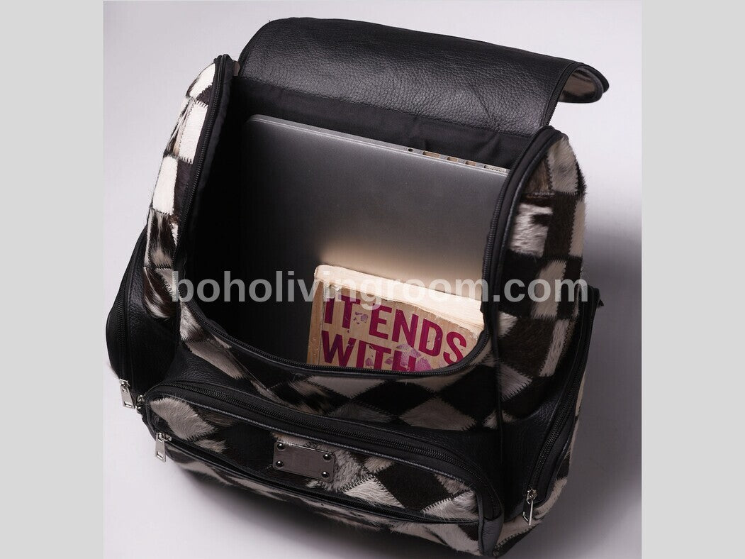 Genuine Patchwork Hair On Cow Skin Backpack