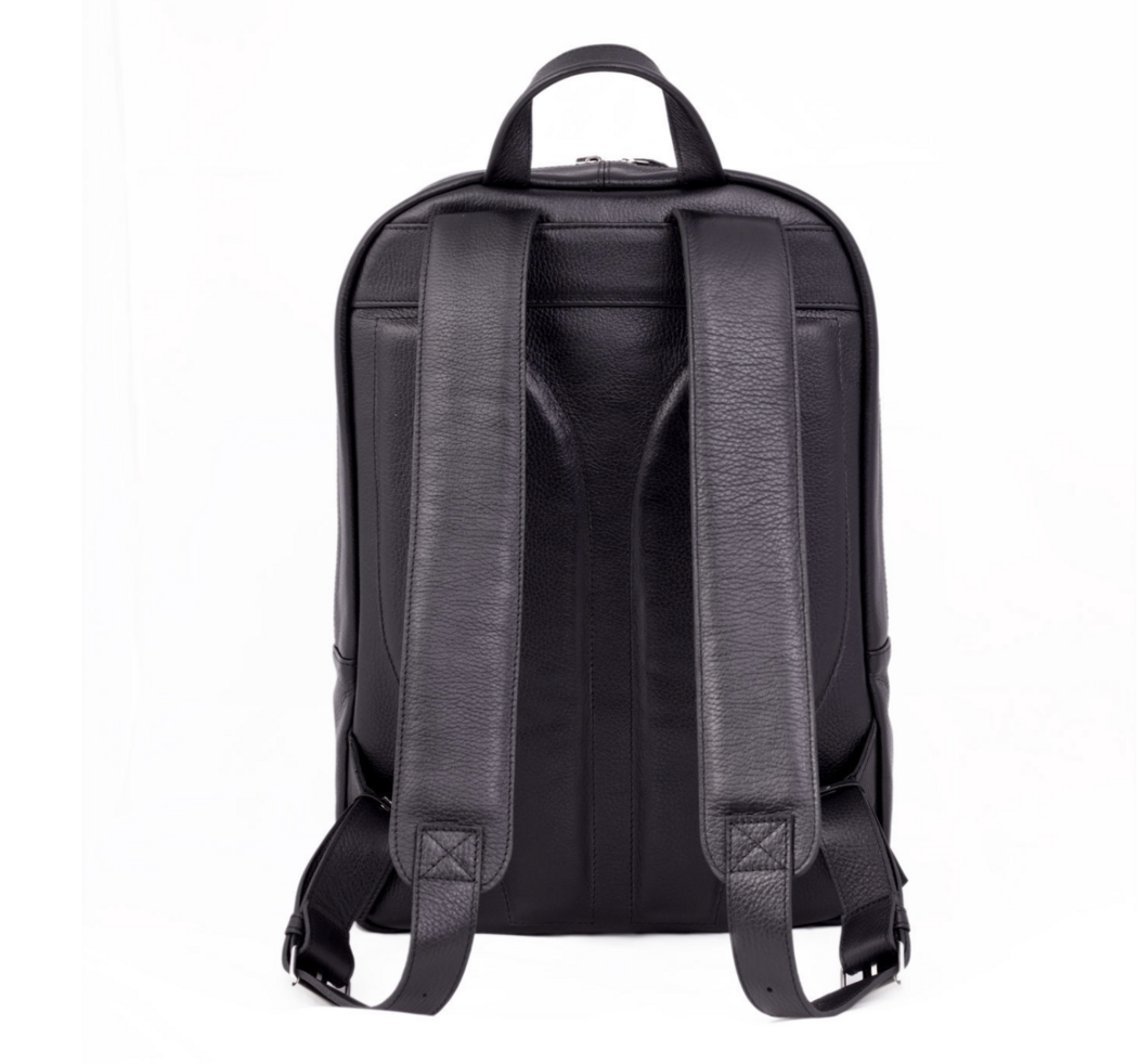 Black cowhide leather backpack