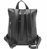 Men's Black Leather Roll Top Backpack with Laptop Compartment