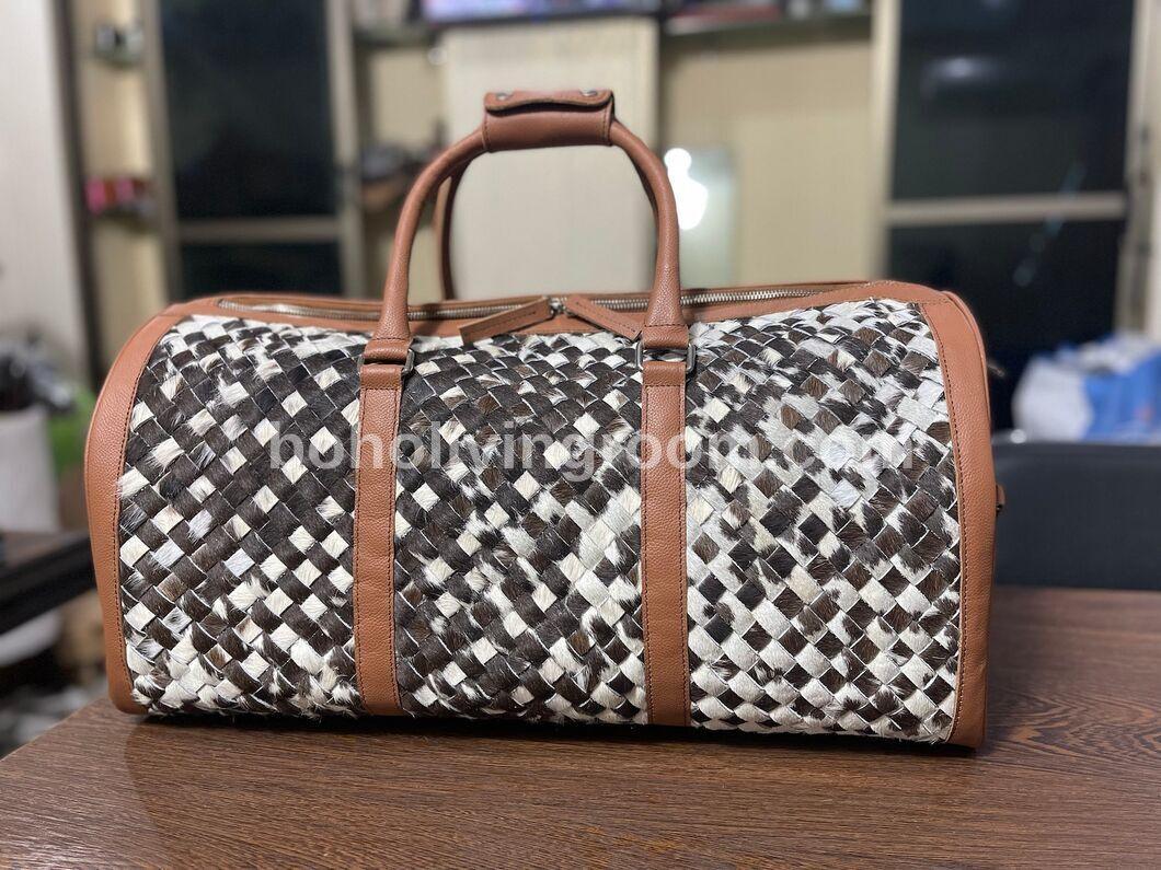 Real Cowhide Patchwork Duffle Bag