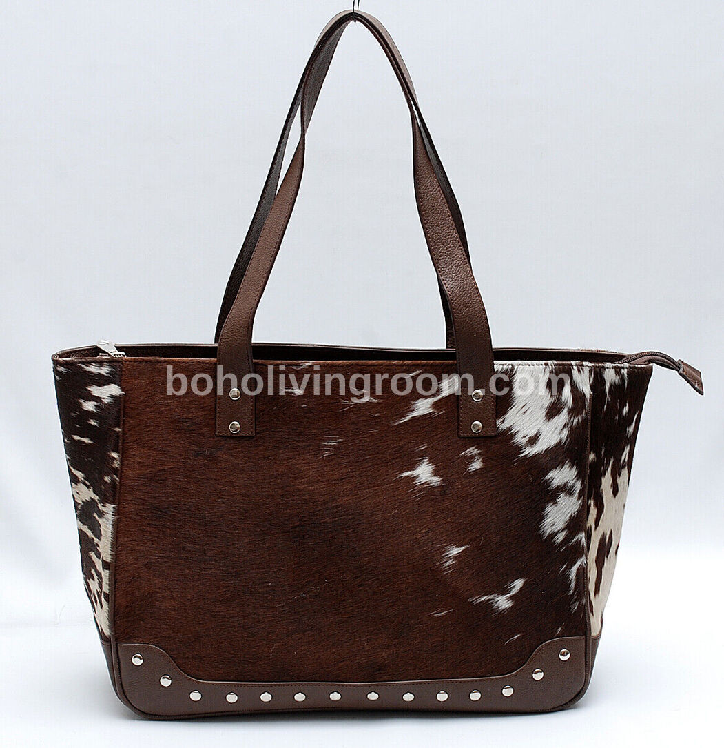 Dark Brown White Cow Fur Shoulder Bag