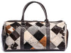 Patchwork Cow Skin Duffle Overnight Bag