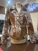 Genuine brown and white cow skin jacket