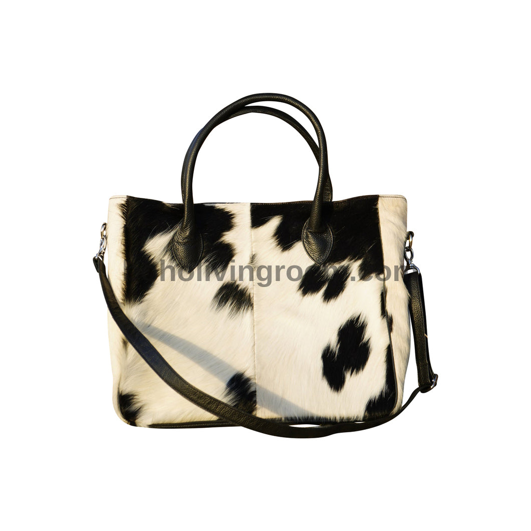 Large Cowhide Bag Black White