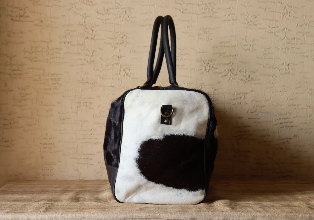 Furry Cowhide Duffle Bag Tricolor