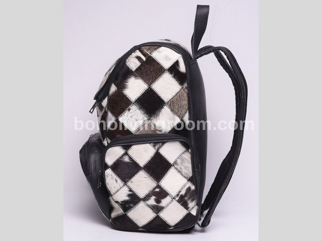 Genuine Patchwork Hair On Cow Skin Backpack