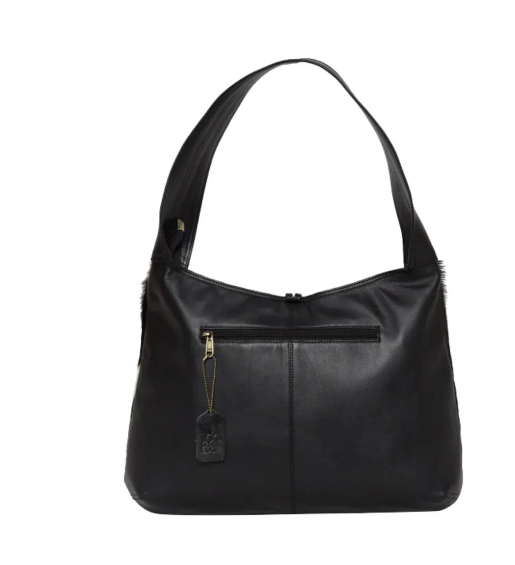 Classic Black White Cowhide Shoulder Purse