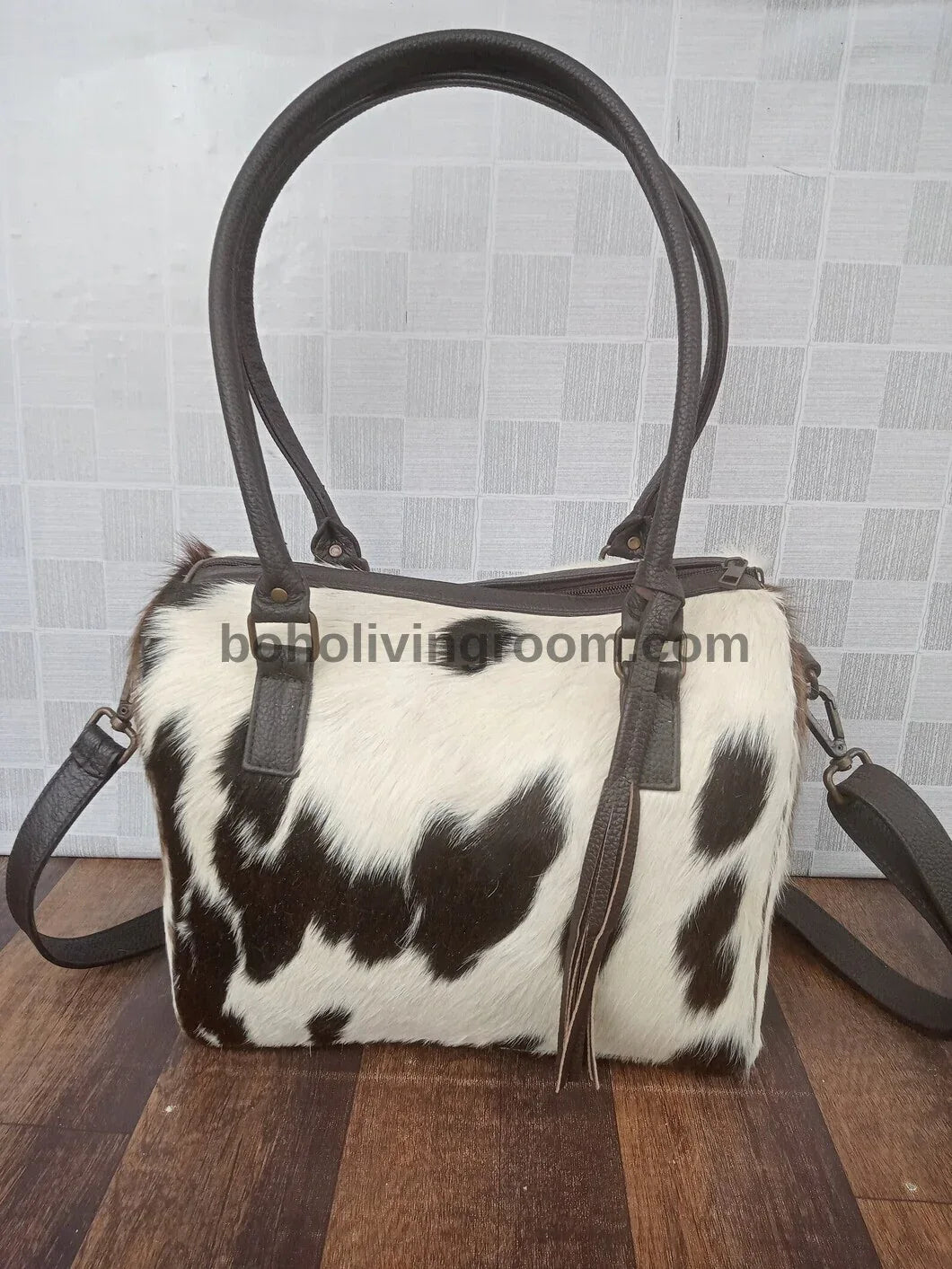 Spotted Natural Cowhide Shoulder Bag