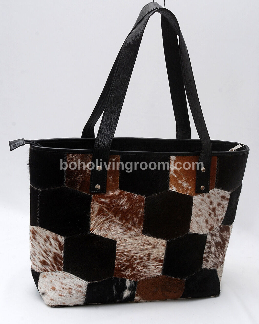 Dark Brown Black Cowhide Patchwork Purse