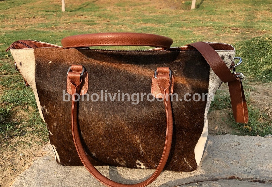 Large Western Cowhide Tote Bag