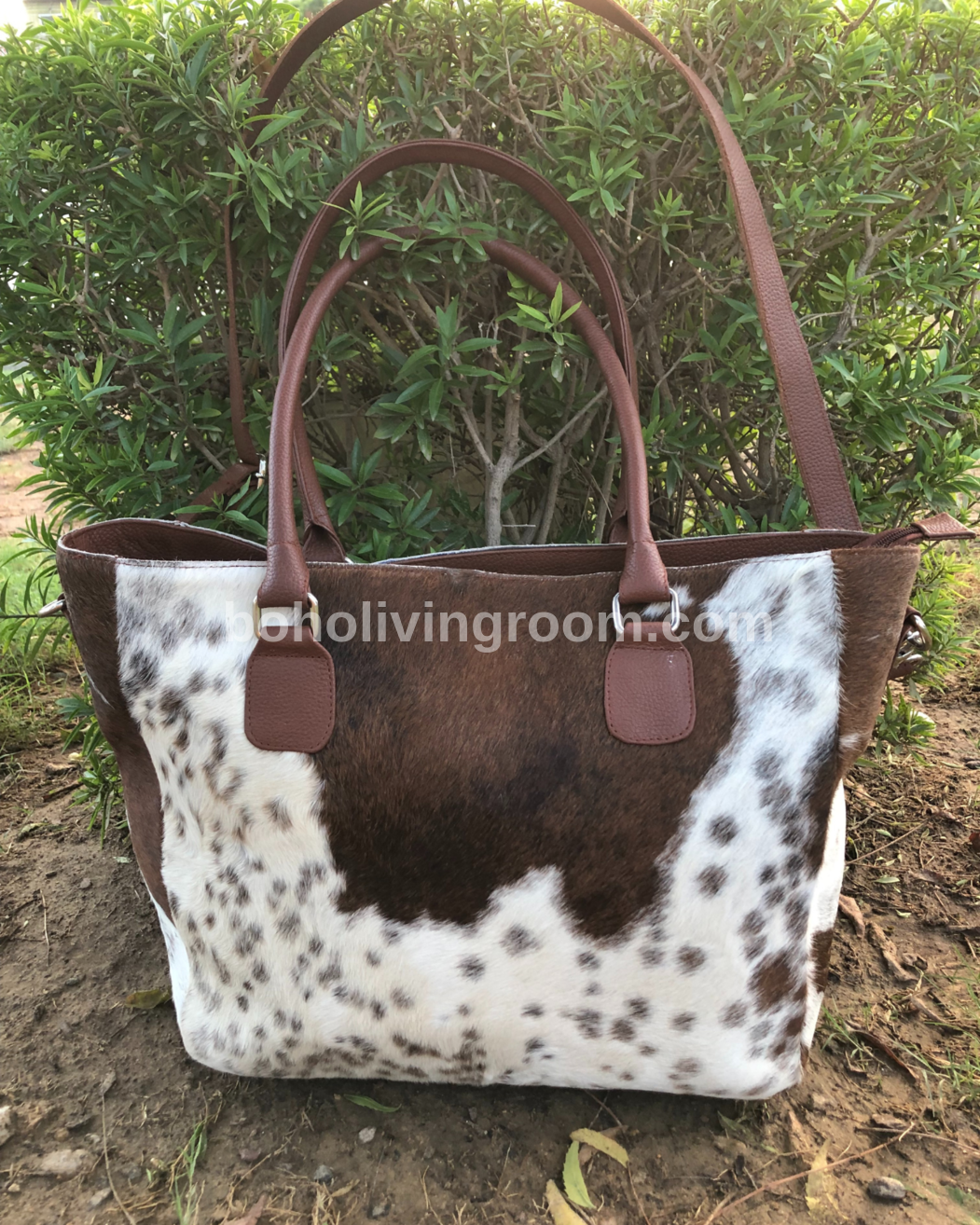 Real Natural Tricolor Cowhide Purse