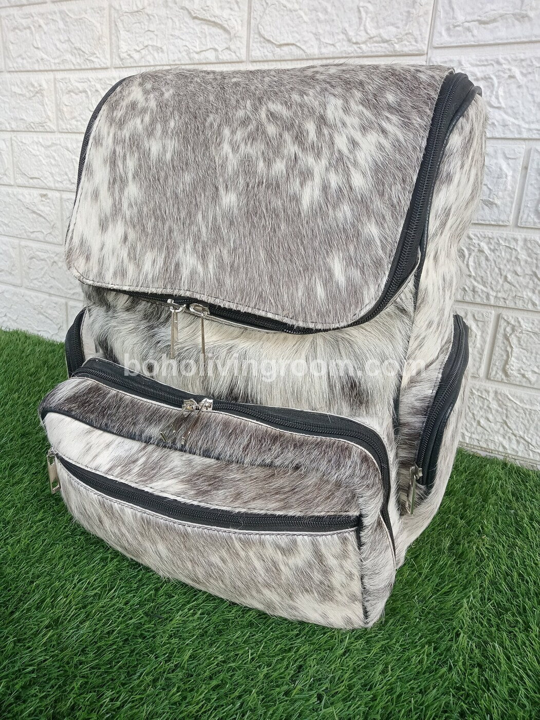 Real Natural Hair On Cowhide Backpack