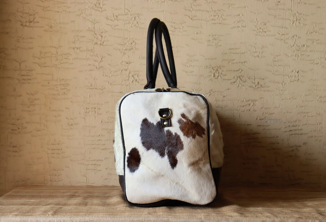 Furry Cowhide Duffle Bag Tricolor