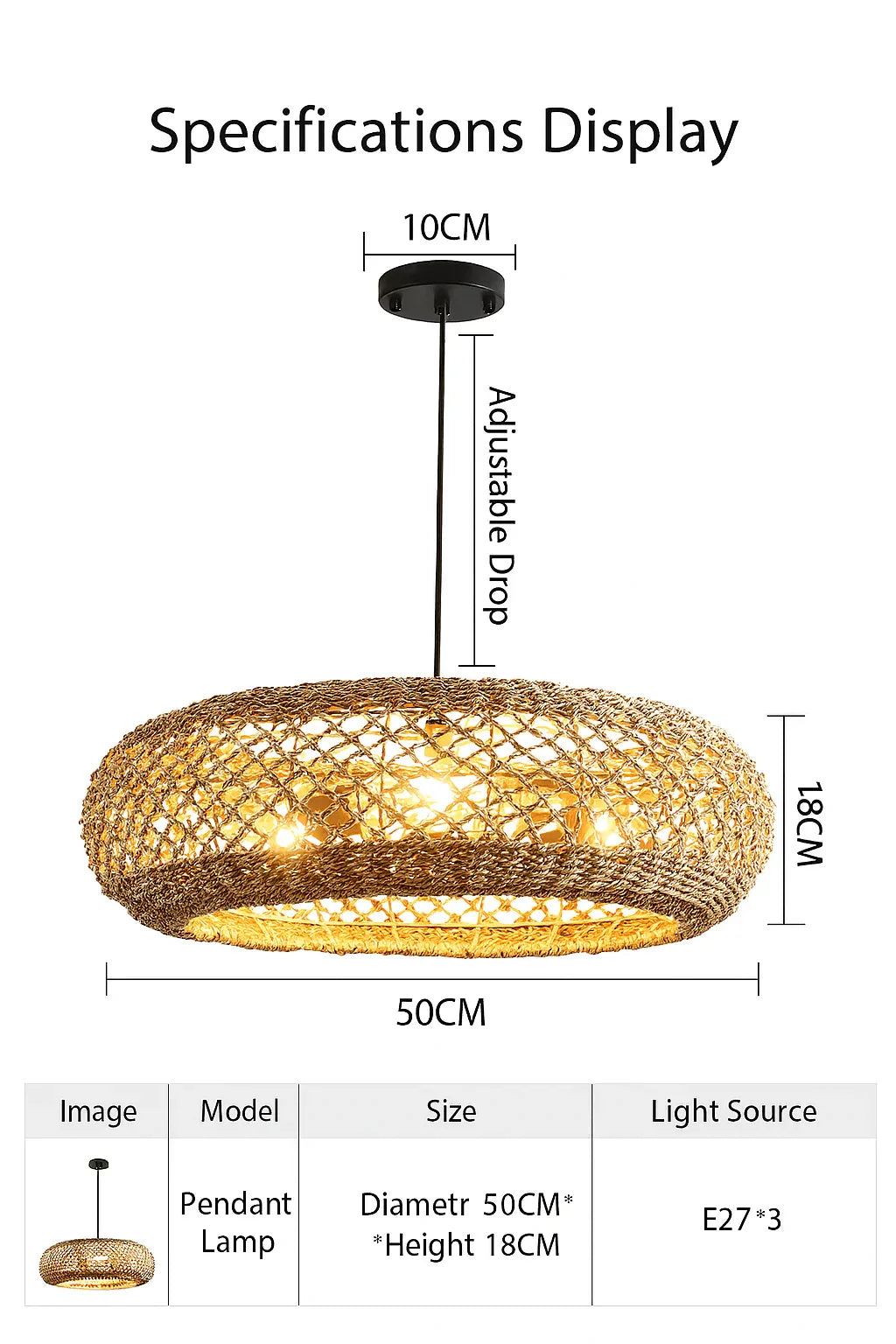 Handwoven Rattan Chandelier Pendant Lamp