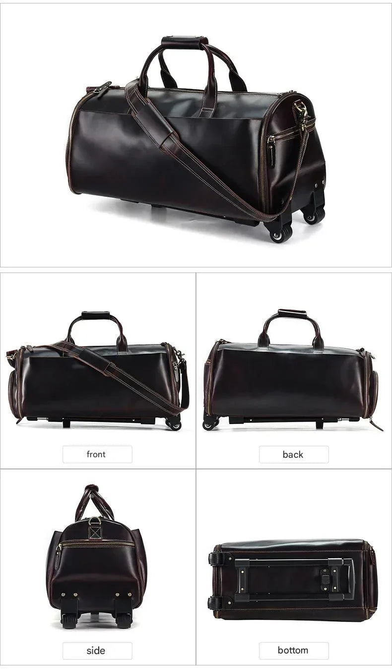 Crazy Horse Leather Trolley Garment Duffel