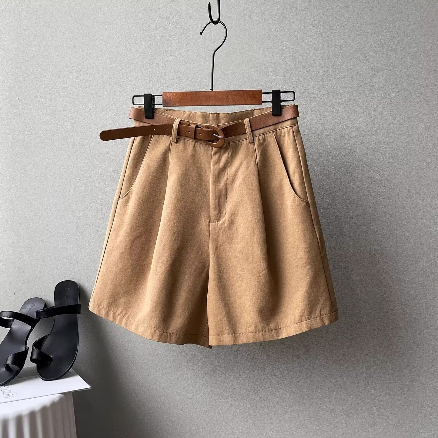 High Waist Belted Summer Shorts for Women