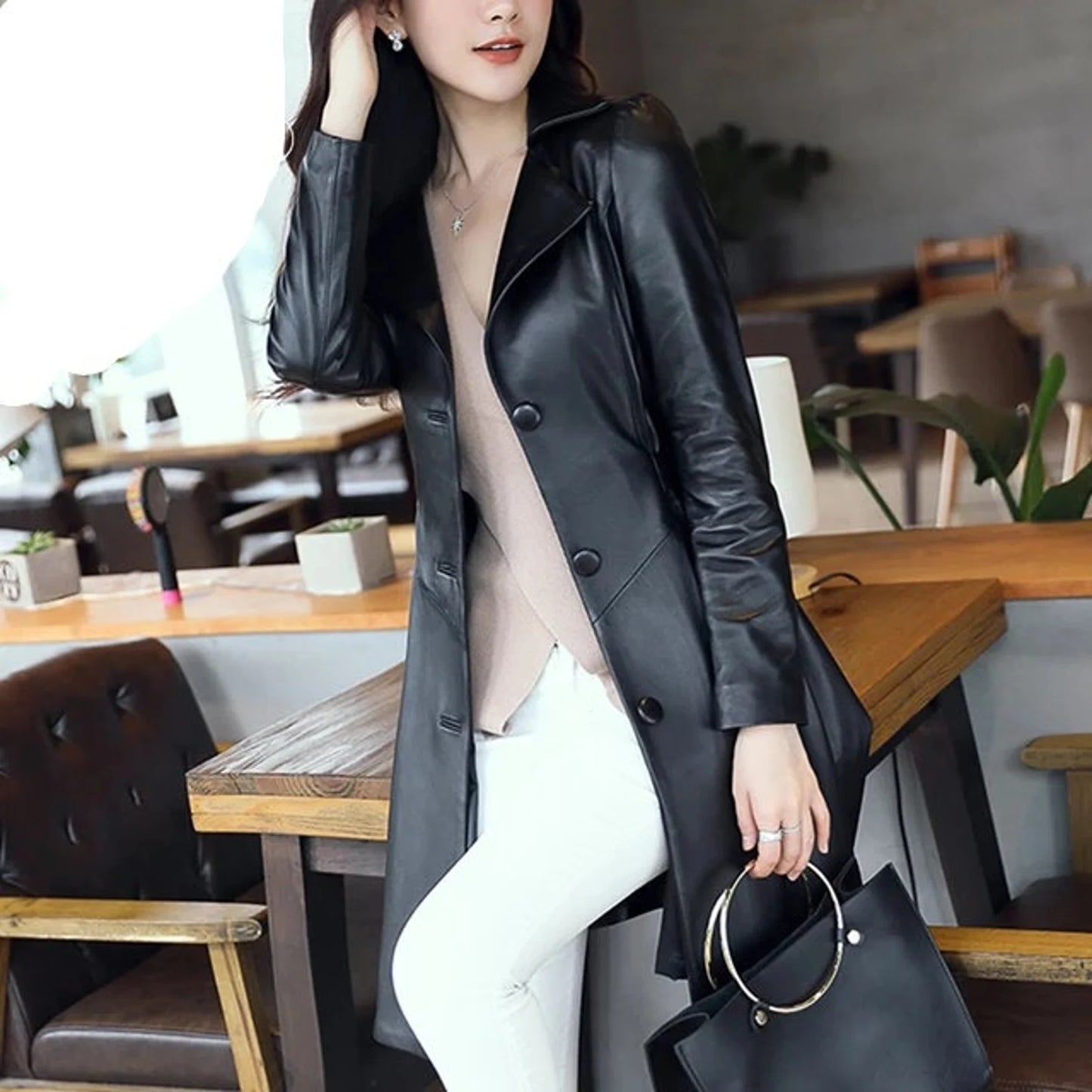 Fashionable women's leather jackets with versatile and modern styles.