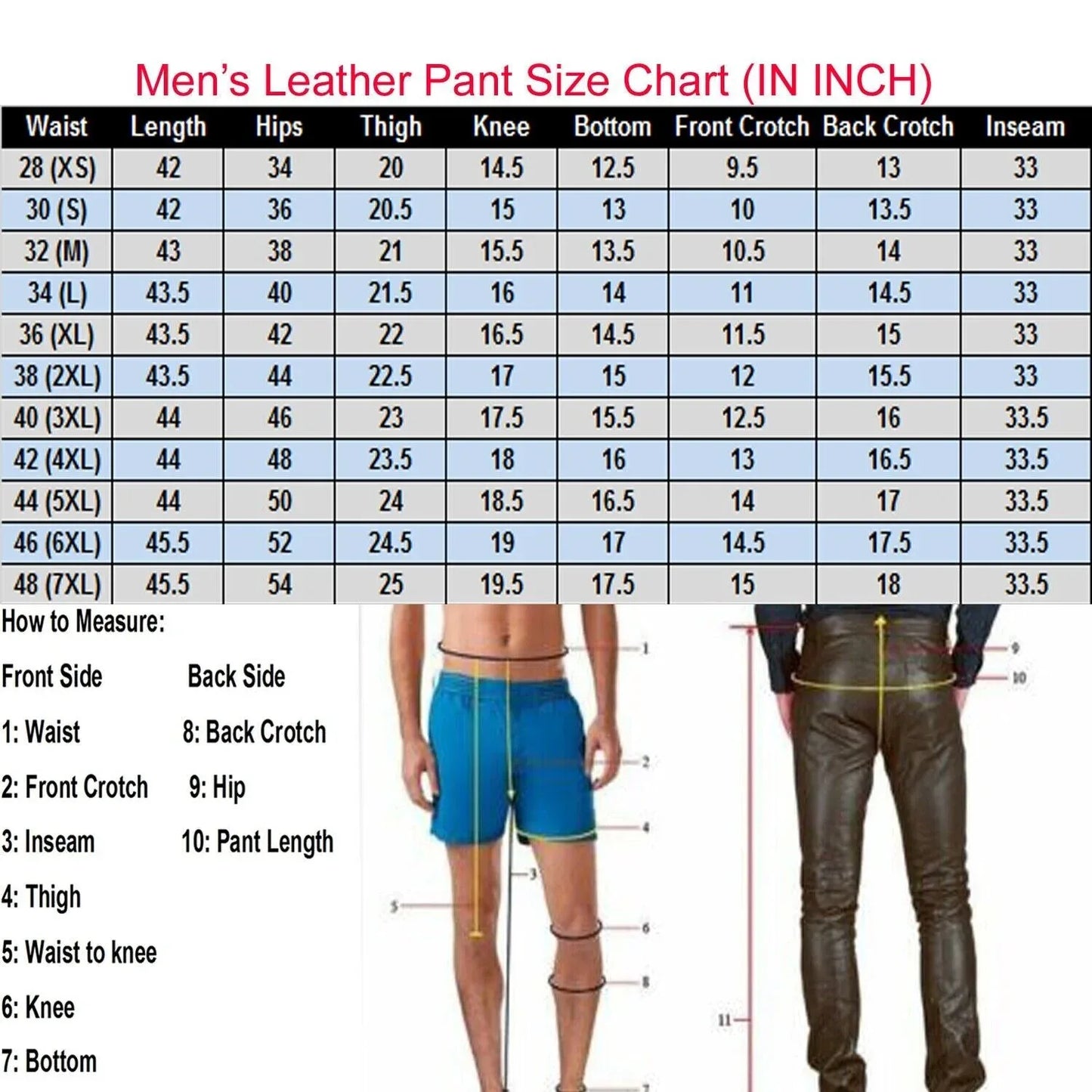 Men's Genuine Leather Biker Pants