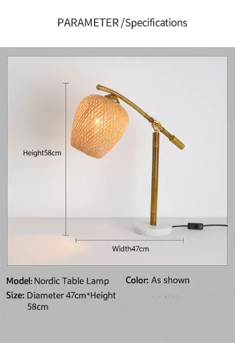 Bamboo Rattan Nordic Table Lamp