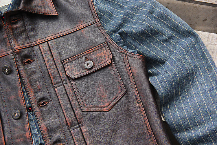 Black vegetable tanned lambskin riding leather vest