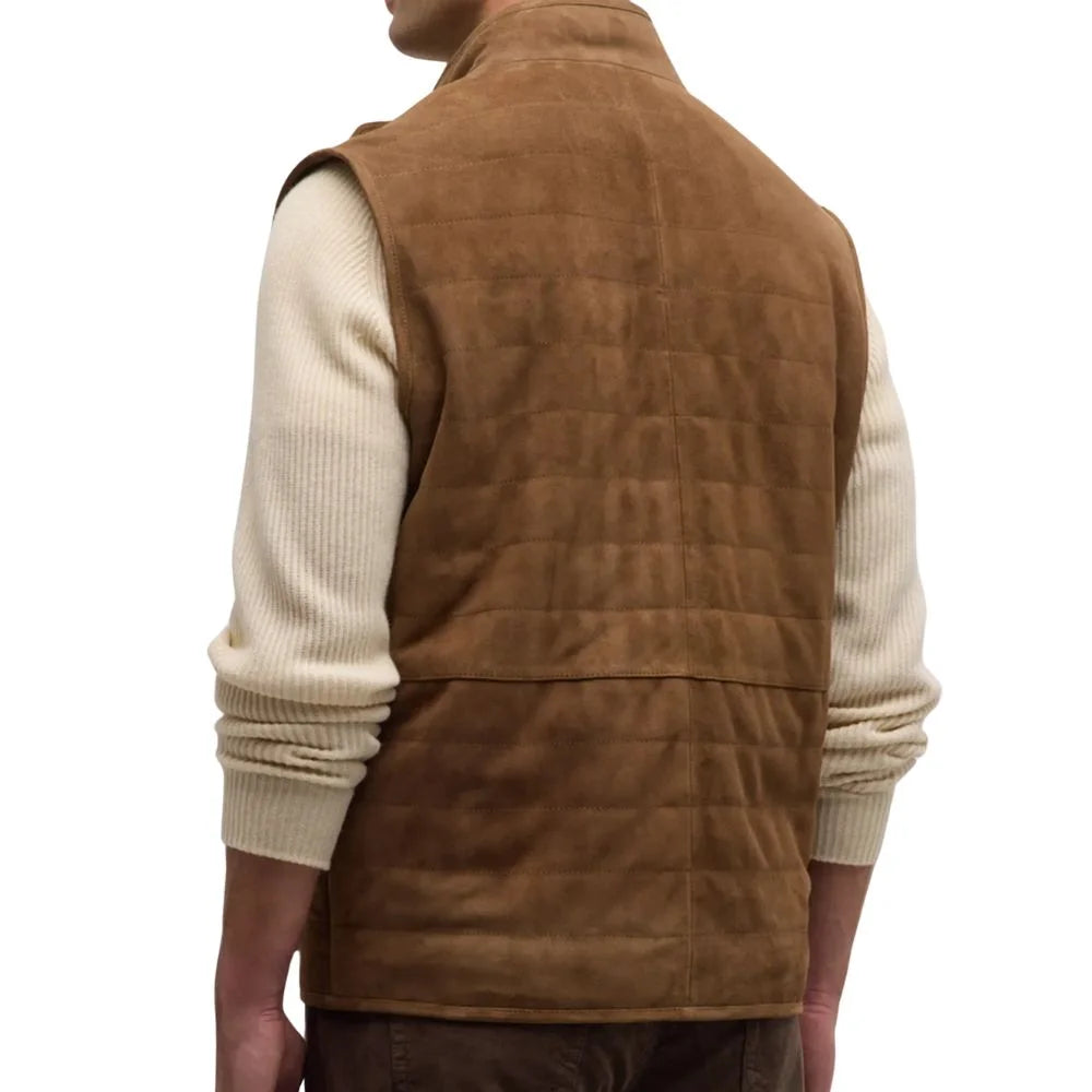 Brown Western Leather Suede Vest Mens