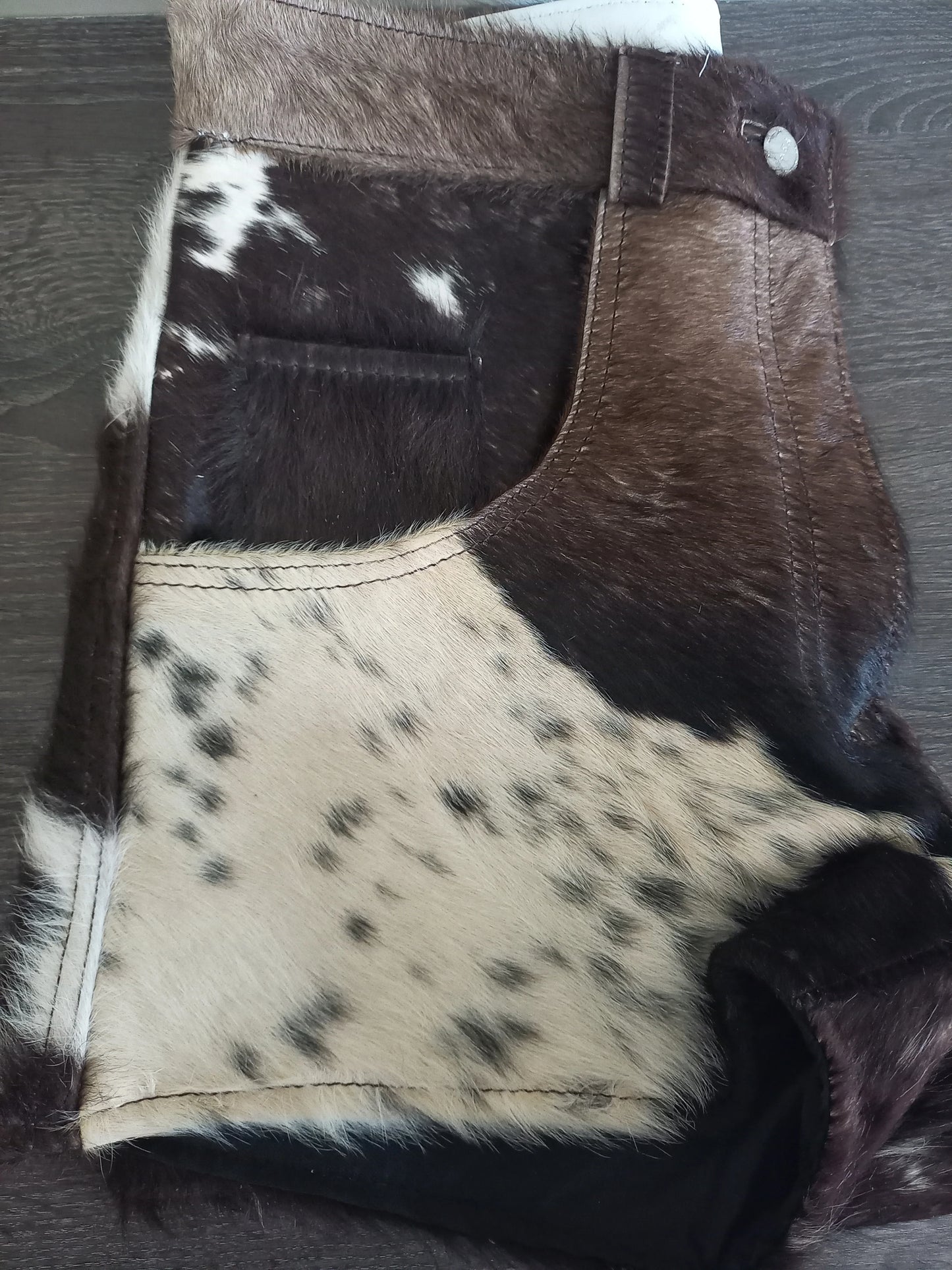 black brown white real cow print shorts