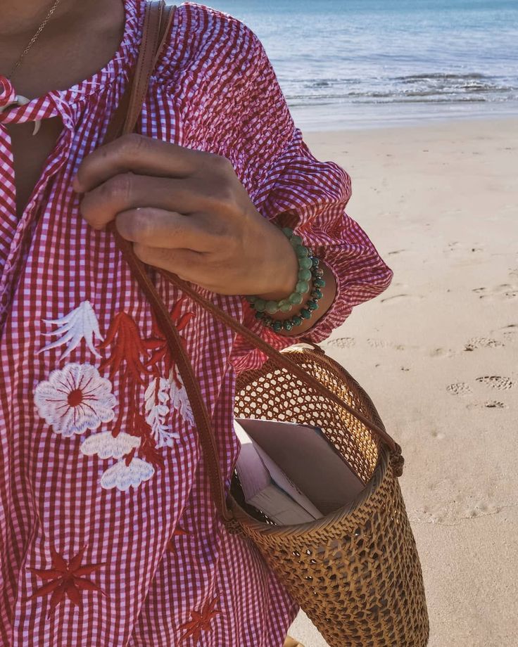 Rattan basket Bag Brown Leather Strap