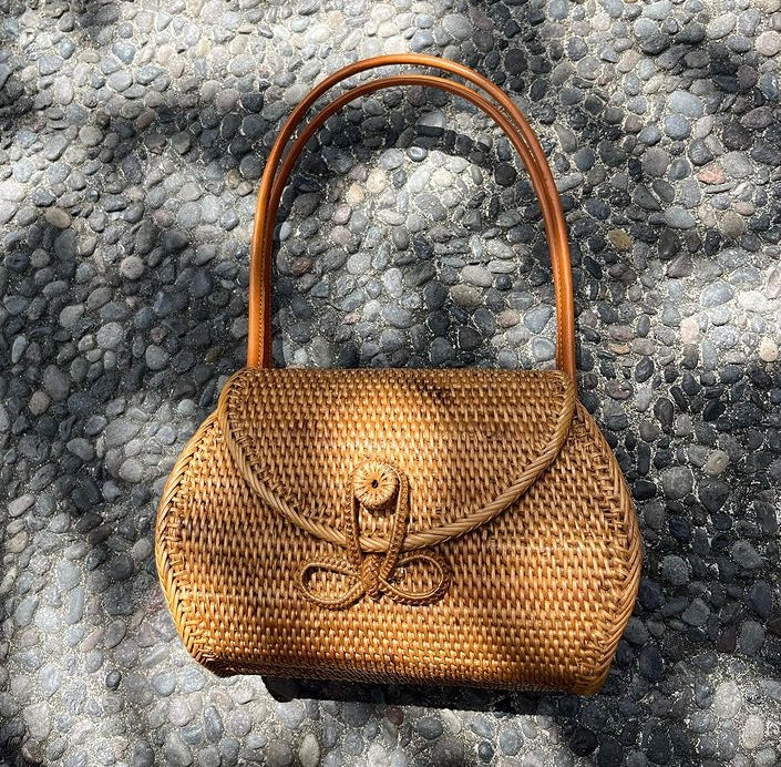 Rattan Top Handle Bag