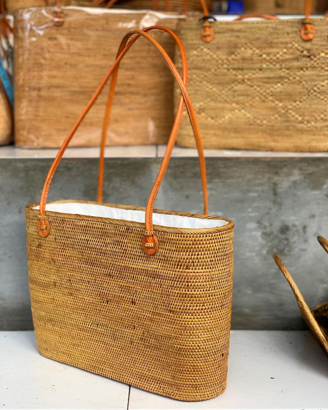 Woven Rattan Tote Bag for Summer