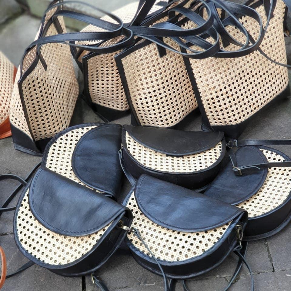 Organic Rattan Leather Crossbody Bag Style 3