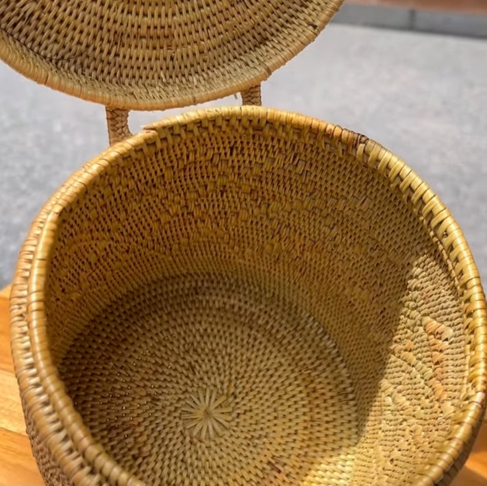 Natural Rattan Handwoven Cylinder Bag