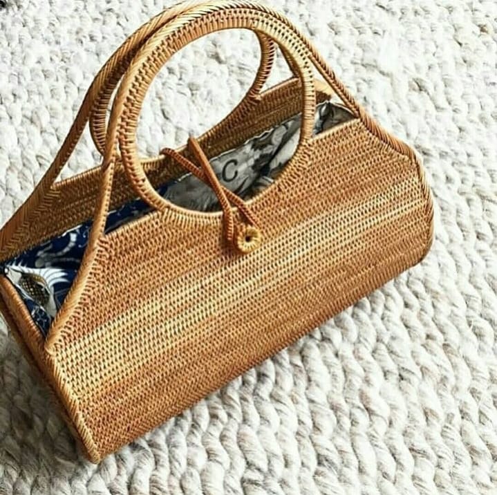 Natural Rattan Top Handle Bag