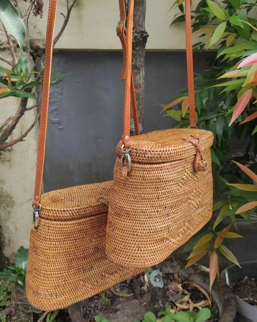 Natural Handcrafted Rattan Crossbody Purse