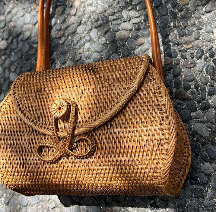 Rattan Top Handle Bag