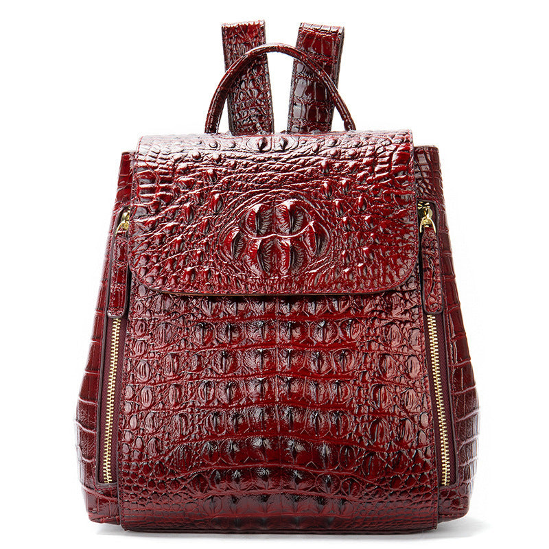 Women’s Designer Genuine Leather Crocodile Pattern Backpack