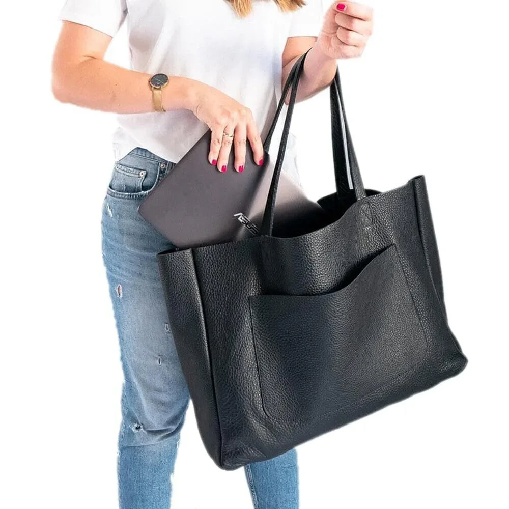 Large Real Cowhide Leather Tote Bag