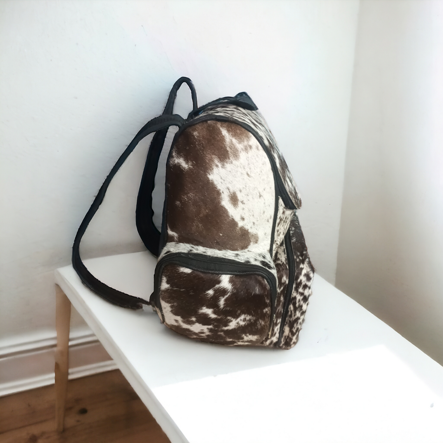 Large real cowhide hair on backpack