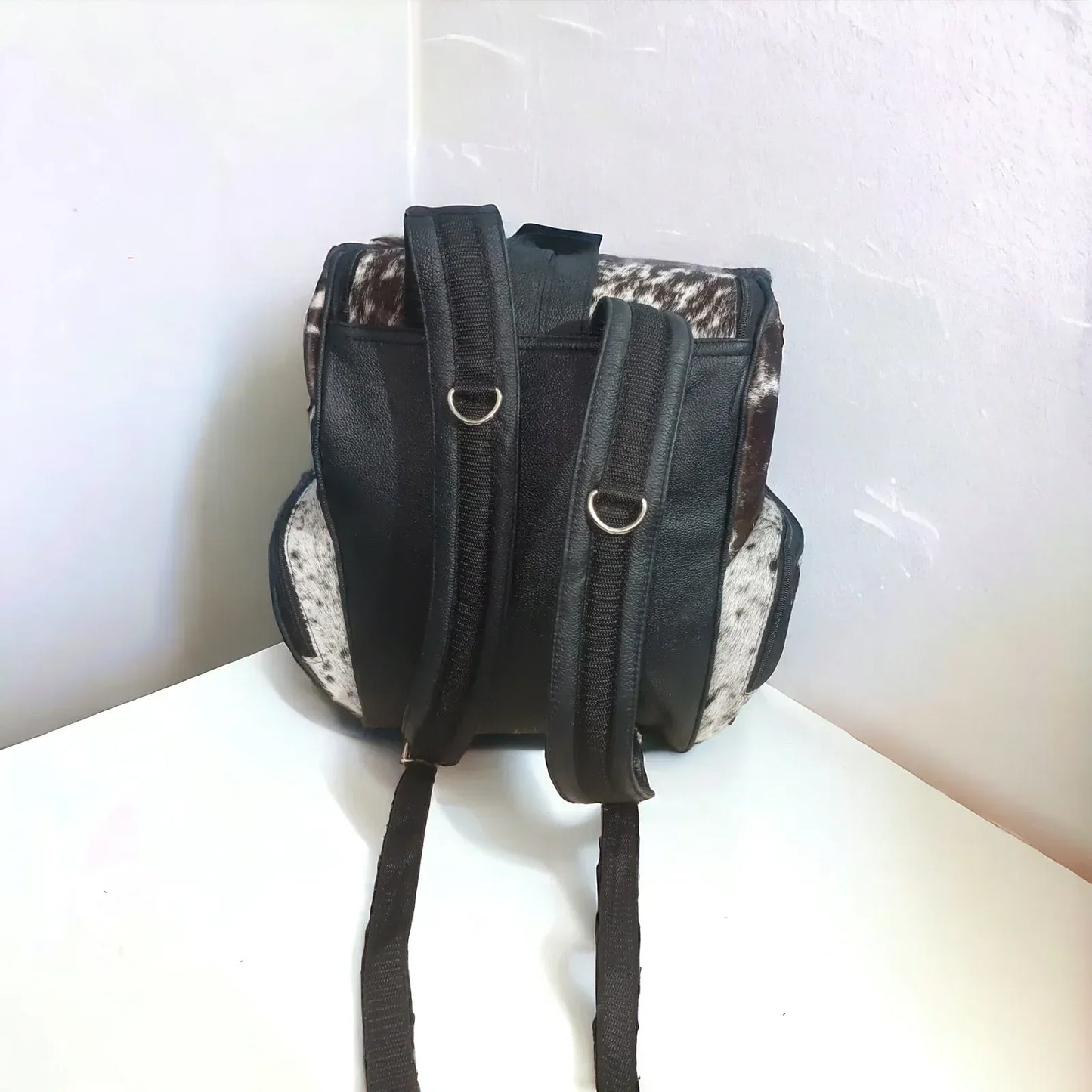Large real cowhide hair on backpack