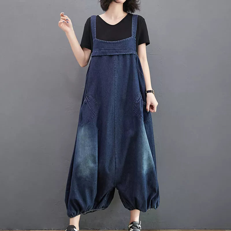 Oversized Women Denim Overalls Jumpsuit