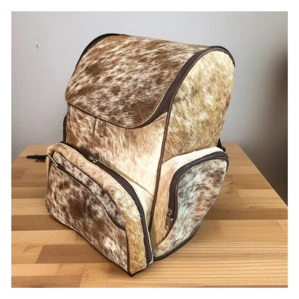 Golden Cowhide Rucksack Cow Fur Mommy Bag