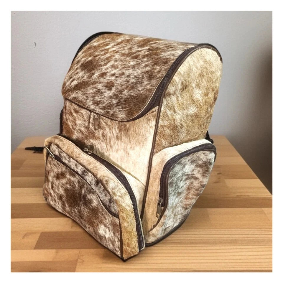 Golden Cowhide Rucksack Cow Fur Mommy Bag