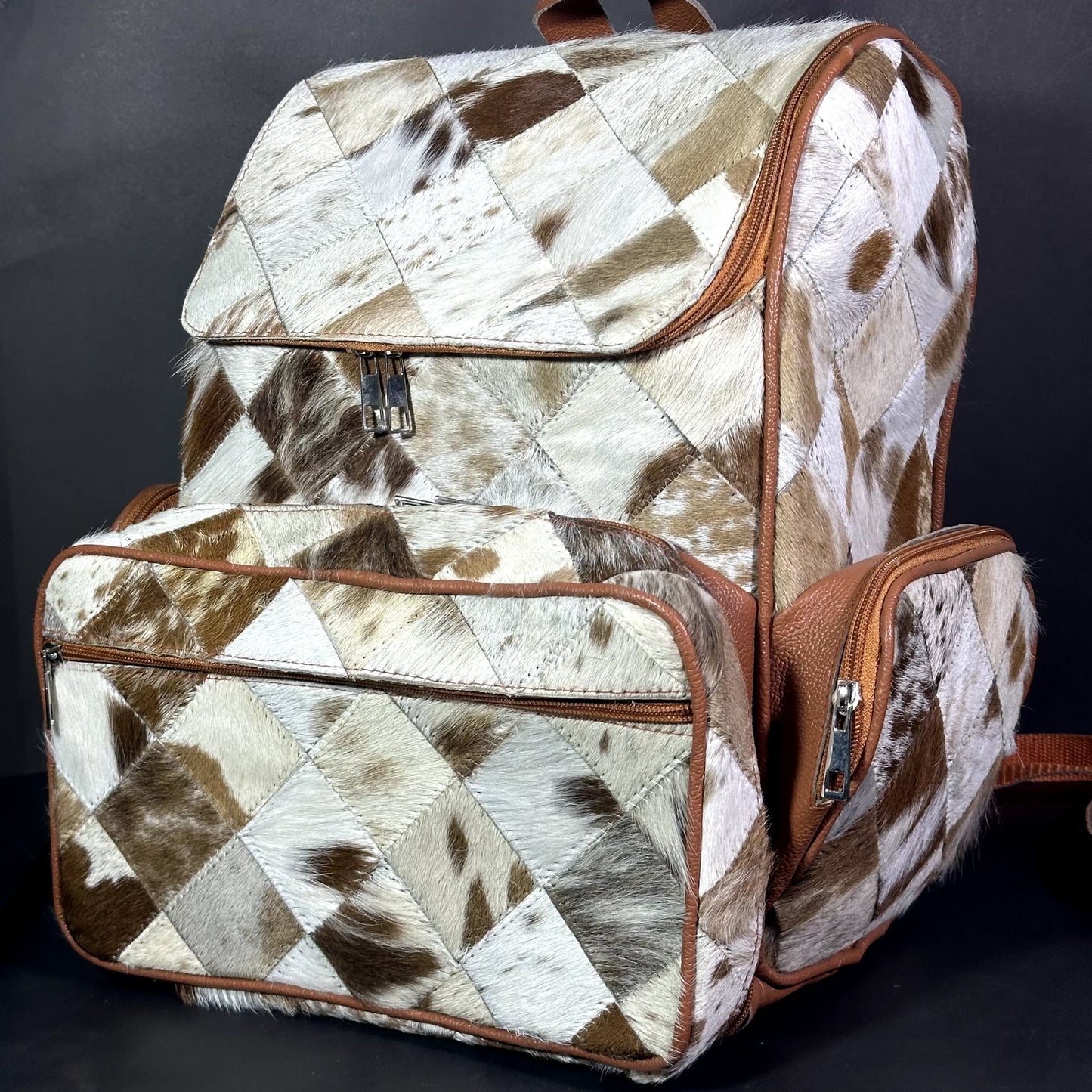 Light Patchwork Western Cowhide Backpack Purse