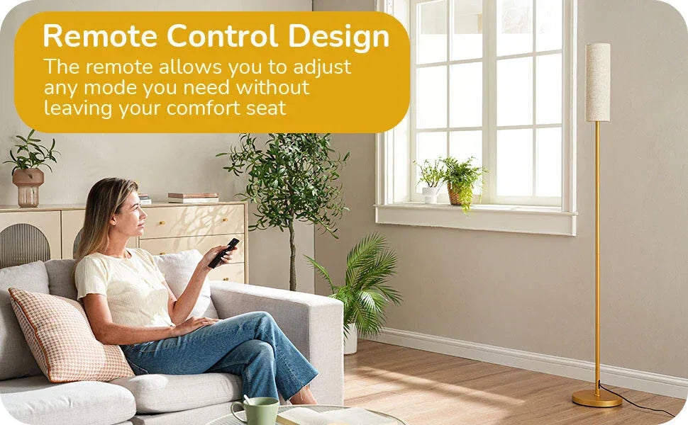 Corner Reading Floor Lamp with Remote Gold Standing Light