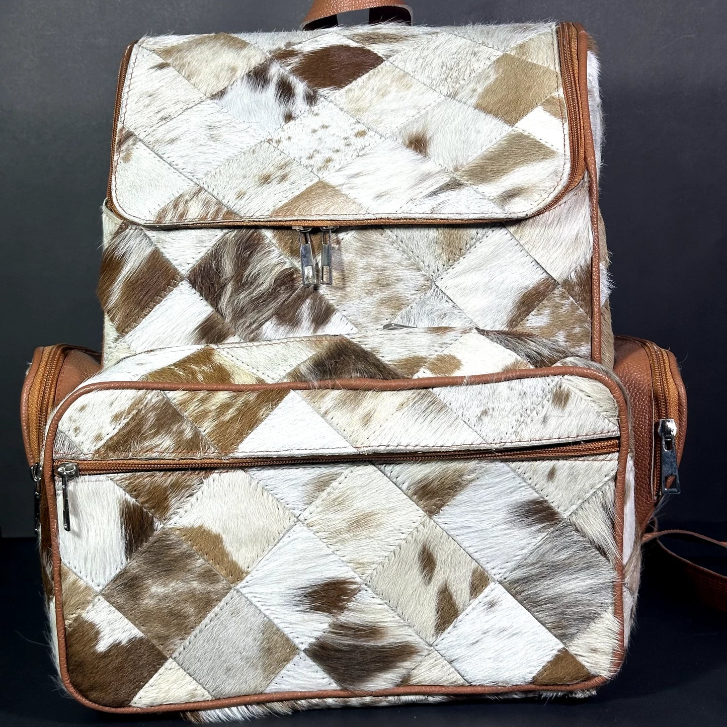 Light Patchwork Western Cowhide Backpack Purse