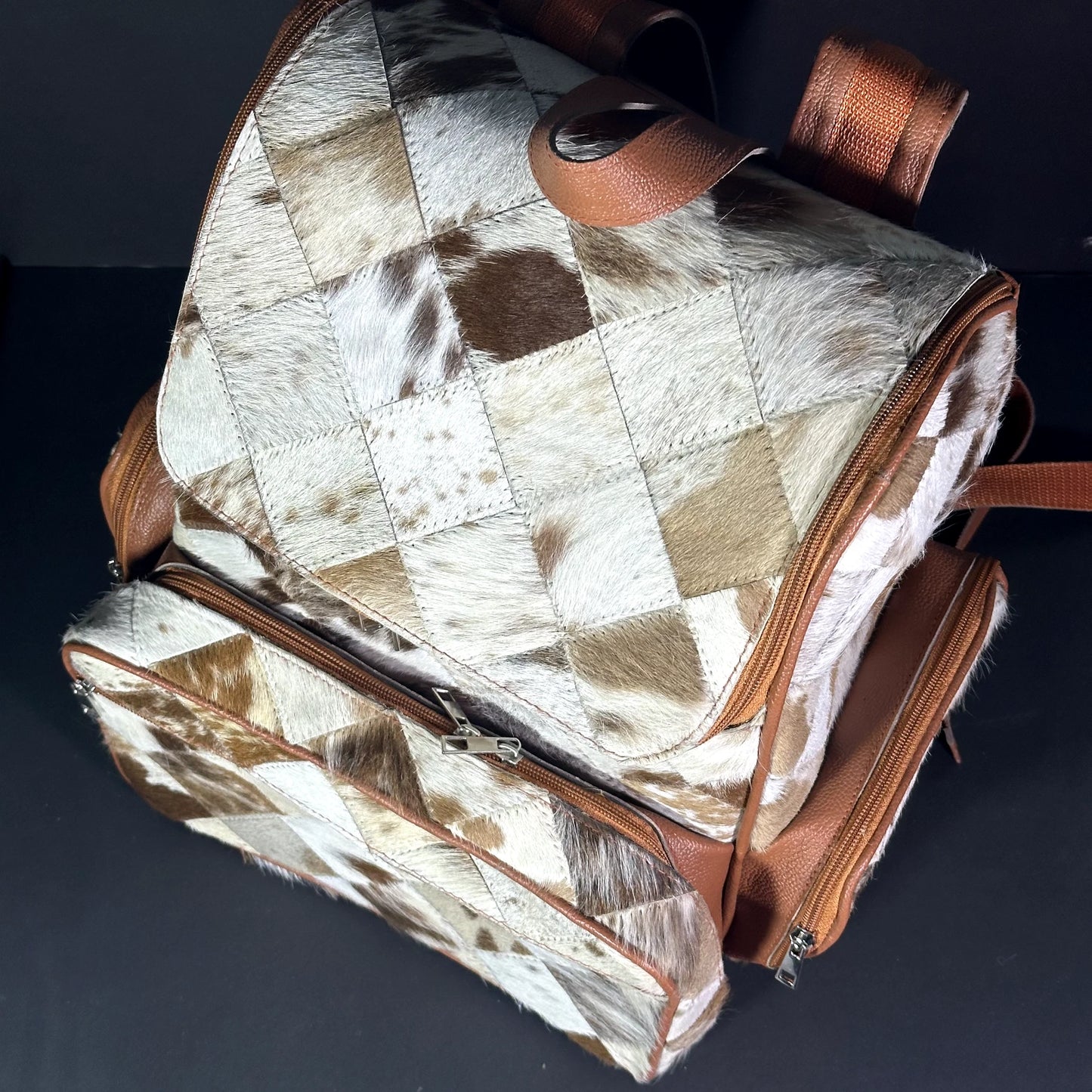 Light Patchwork Western Cowhide Backpack Purse